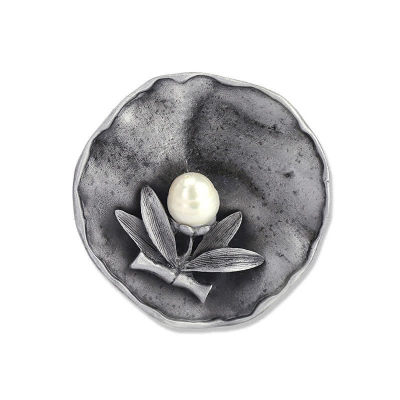 Women's Retro Round Bamboo Pearl Decoration Brooch - Image 3