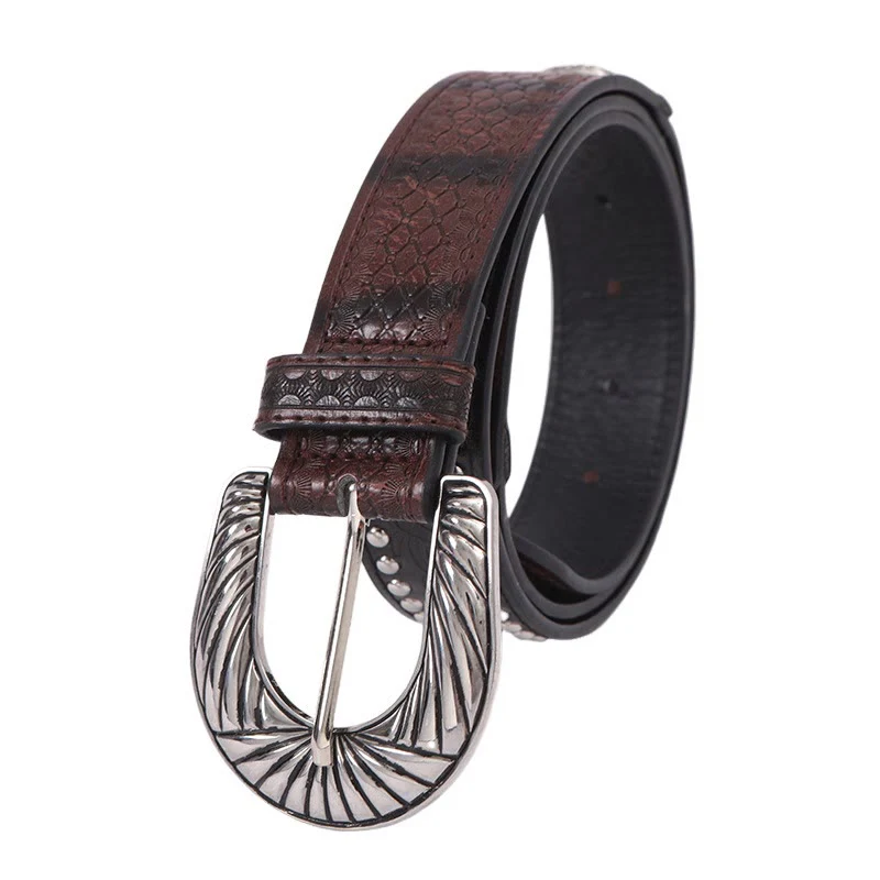 Women's Retro Silver Pattern Needle Buckle Serpentine Belt - Image 3