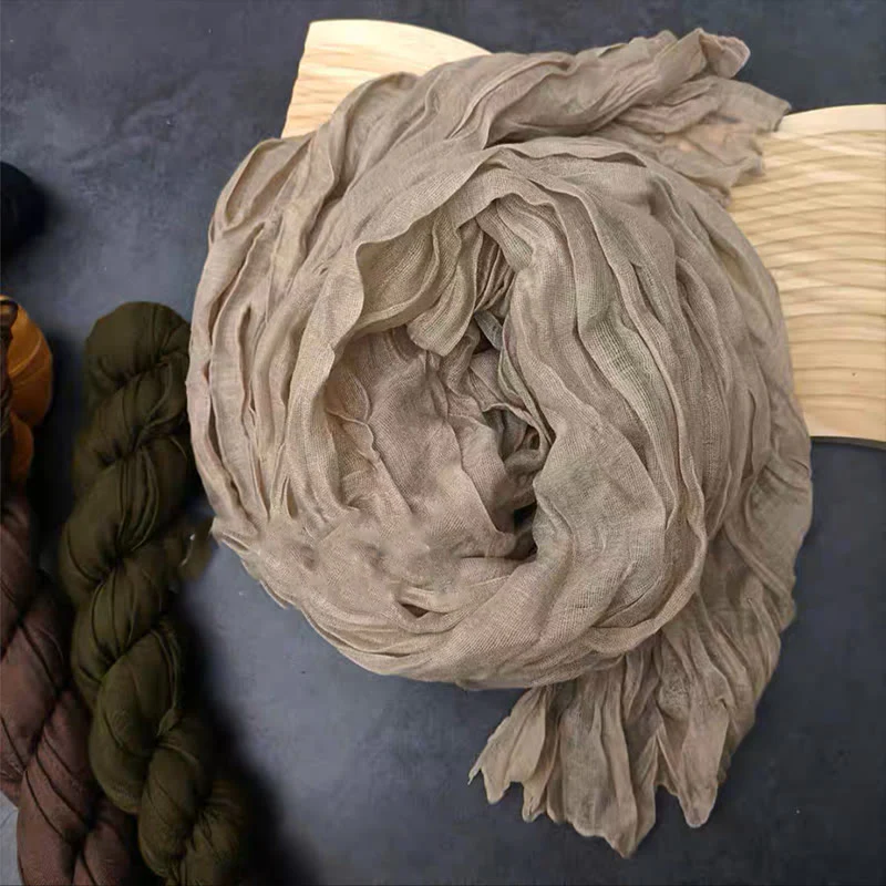 Women's Retro Solid Color Cotton Linen Thin Scarf - Image 8