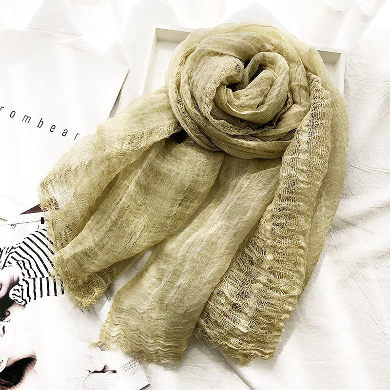 Women's Retro Solid Color Lightweight Shawl Thin Scarf - Image 10