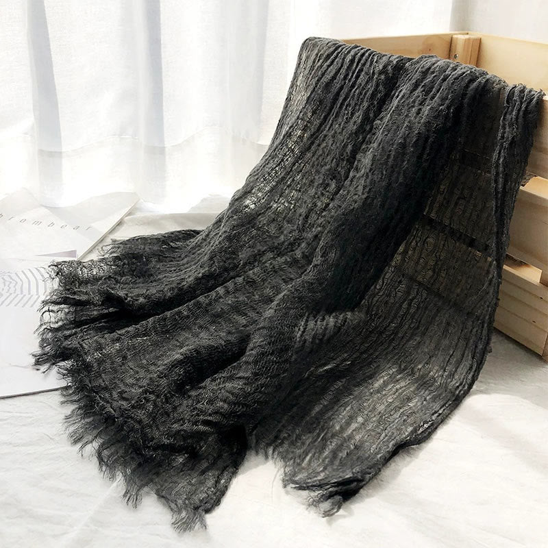 Women's Retro Solid Color Lightweight Shawl Thin Scarf - Image 24