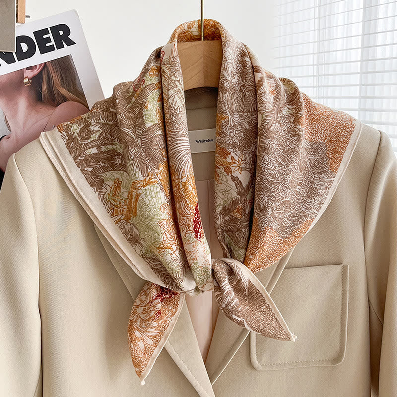 Women's Rich Printed Multi-Style Thin Square Scarf - Image 19