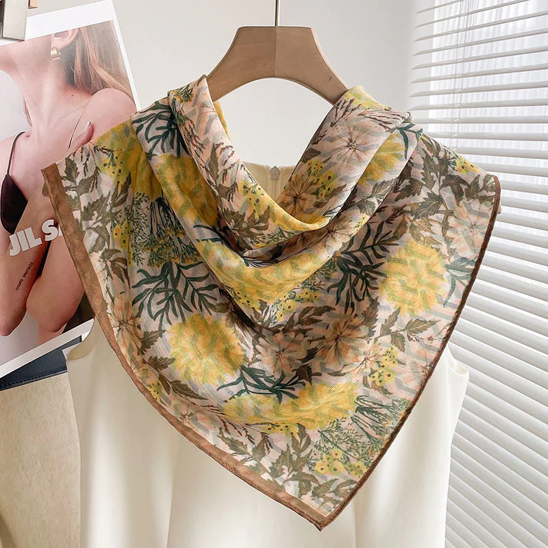 Women's Rich Printed Multi-Style Thin Square Scarf - Image 3