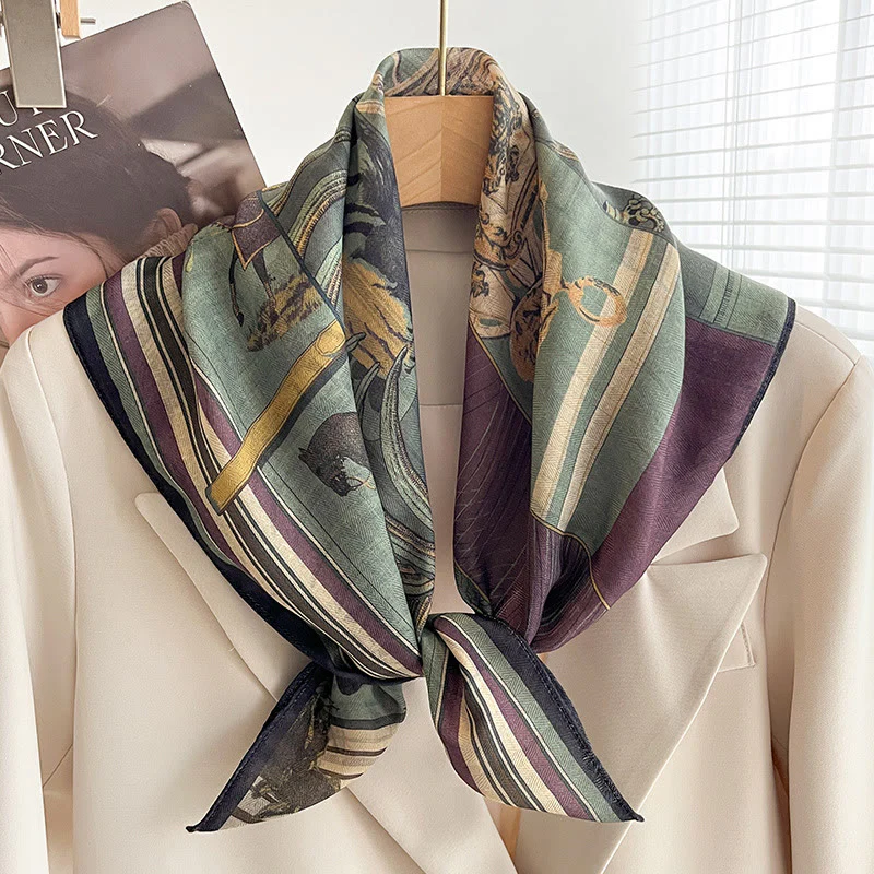 Women's Rich Printed Multi-Style Thin Square Scarf - Image 33