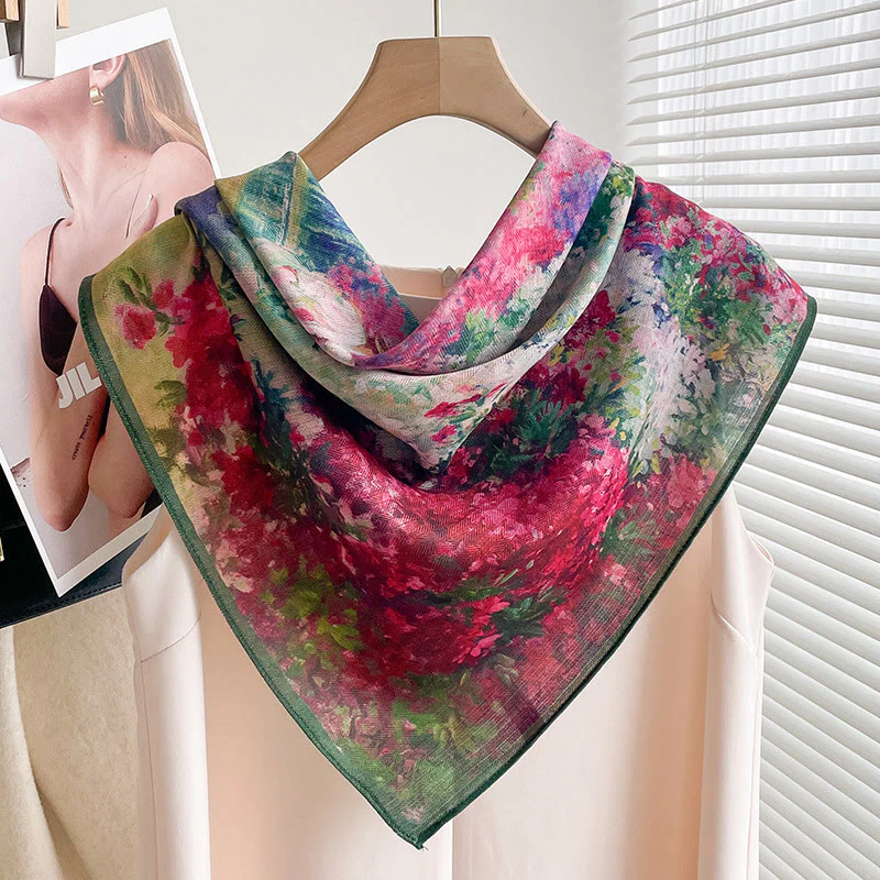 Women's Rich Printed Multi-Style Thin Square Scarf - Image 5