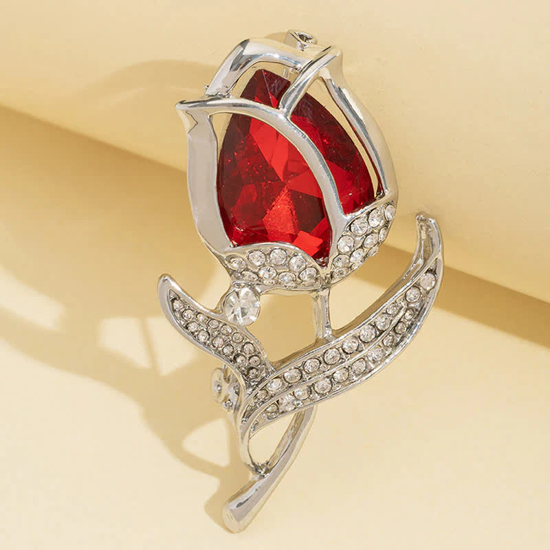 Women's Shining Crystal Tulip Brooch - Image 4