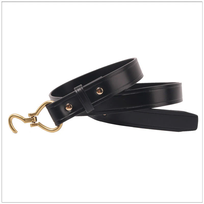 Women's Slim And Elegant Golden Pin Buckle Leahter Belt - Image 4