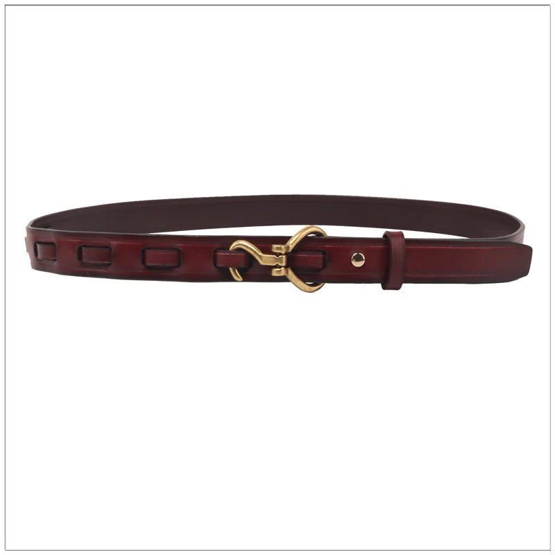 Women's Slim And Elegant Golden Pin Buckle Leahter Belt - Image 8