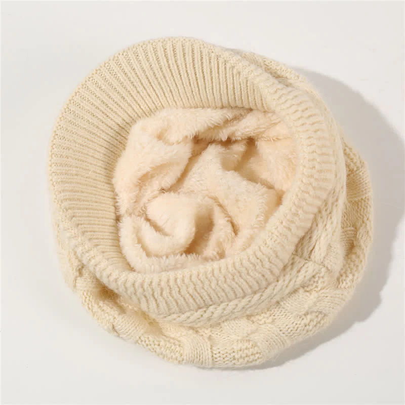 Women's Slouchy Fluffy Lining Visor Beanie Hat - Image 9