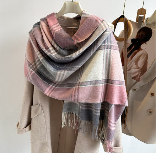 Women's Soft Plush Classic Plaid Cozy Winter Scarf - Image 11