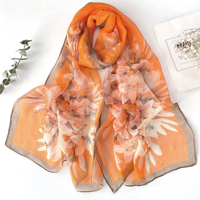 Women's Soft Summer Chiffon Flower Pattern Beach Sunscreen Scarf - Image 20