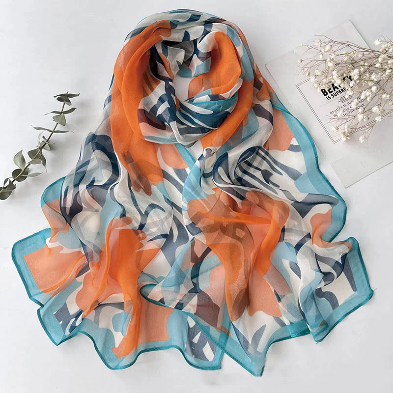 Women's Soft Summer Chiffon Flower Pattern Beach Sunscreen Scarf - Image 27