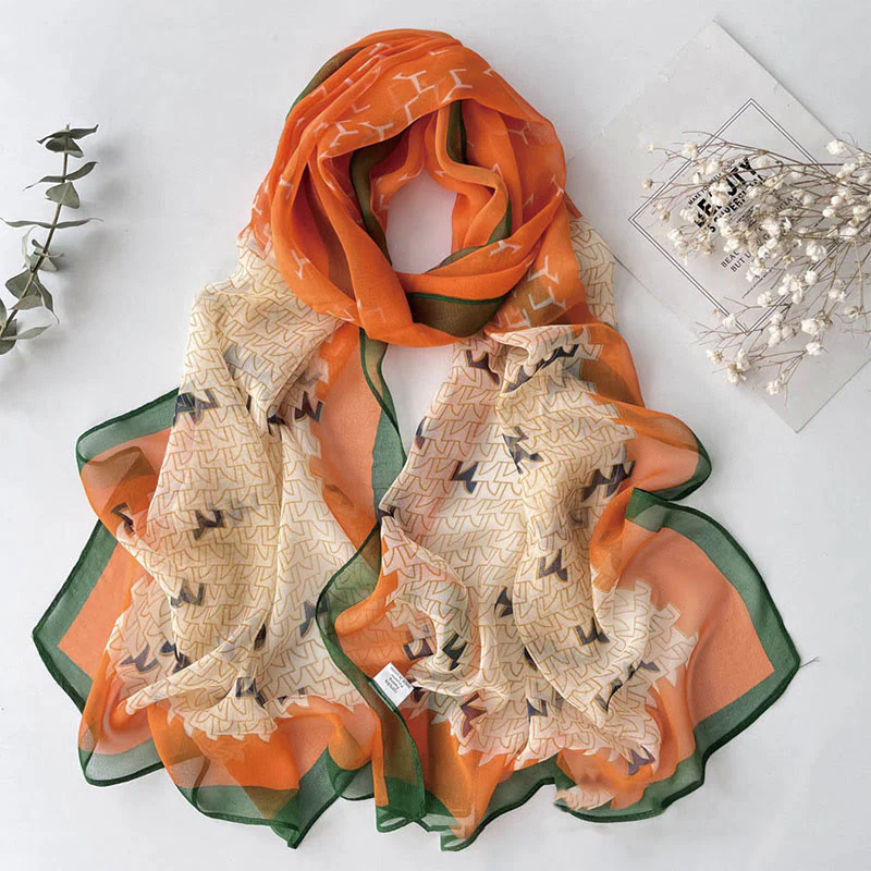 Women's Soft Summer Chiffon Flower Pattern Beach Sunscreen Scarf - Image 28