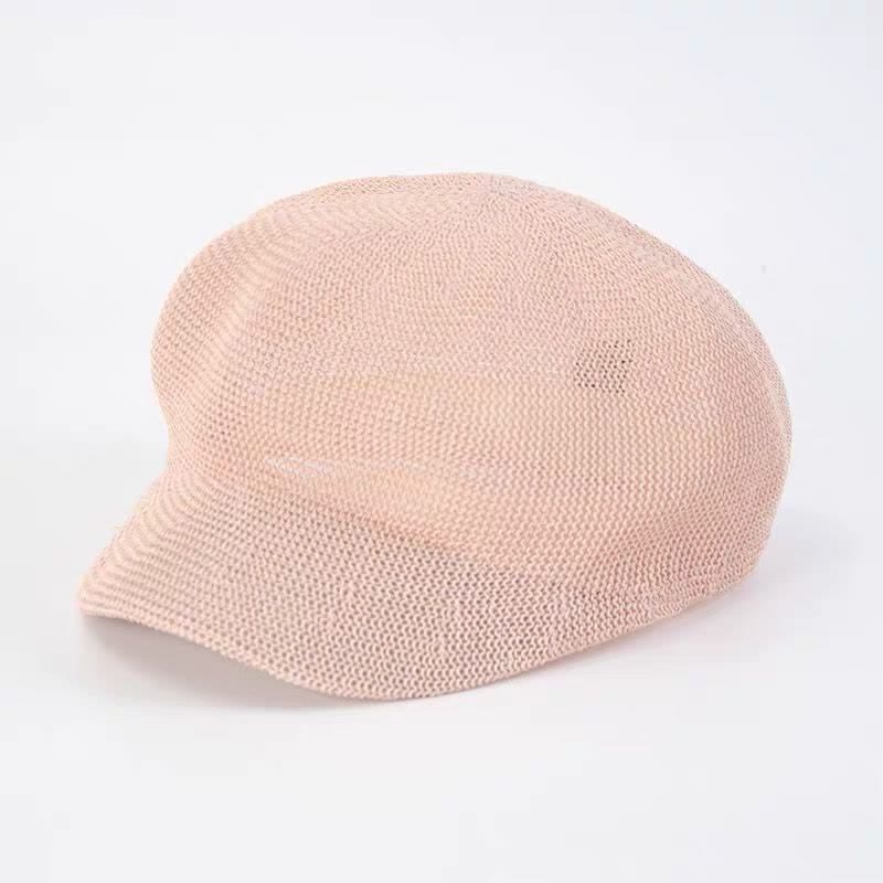 Women's Soild Color Woven Beach Straw Beret Hat - Image 10