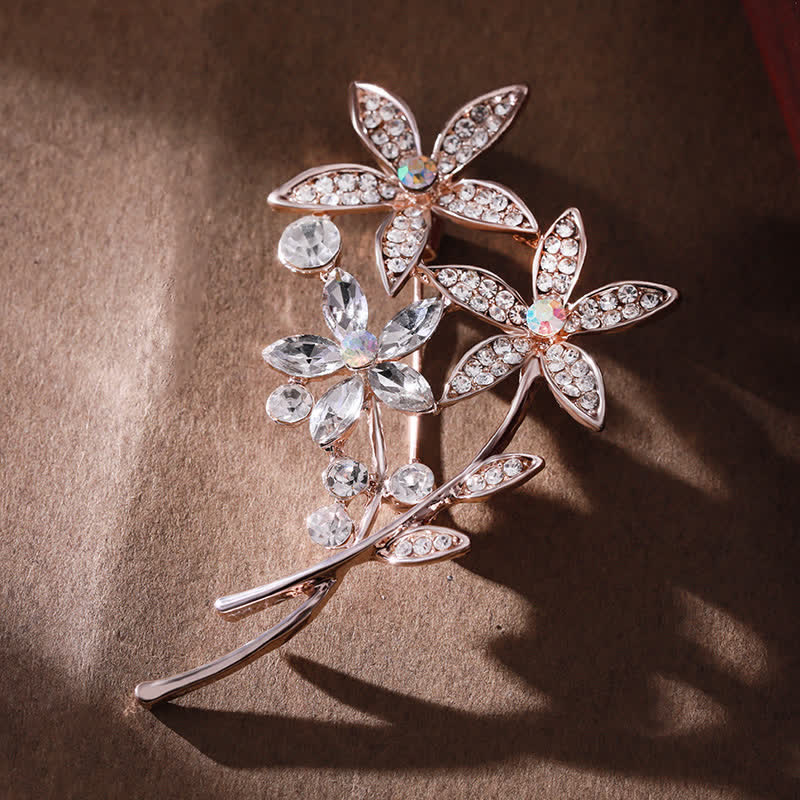 Women's Sparkling Rhinestone Flower Brooch - Image 5