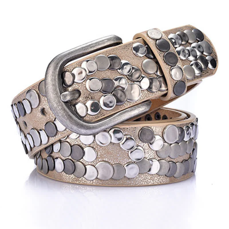 Women's Stylish Metal Plate Studded Leather Belt - Image 10