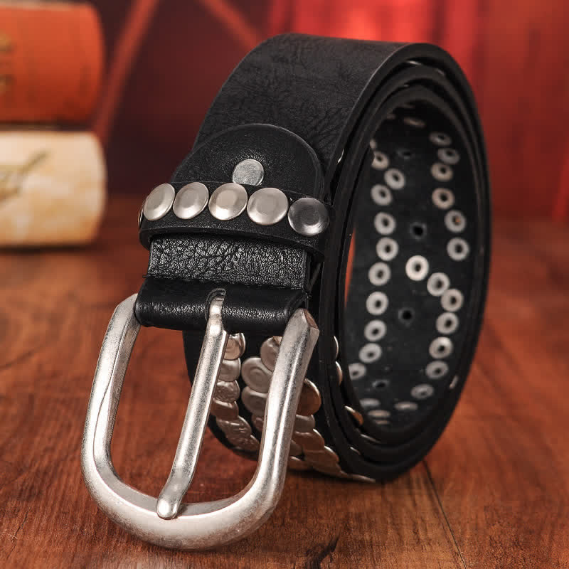 Women's Stylish Metal Plate Studded Leather Belt - Image 2