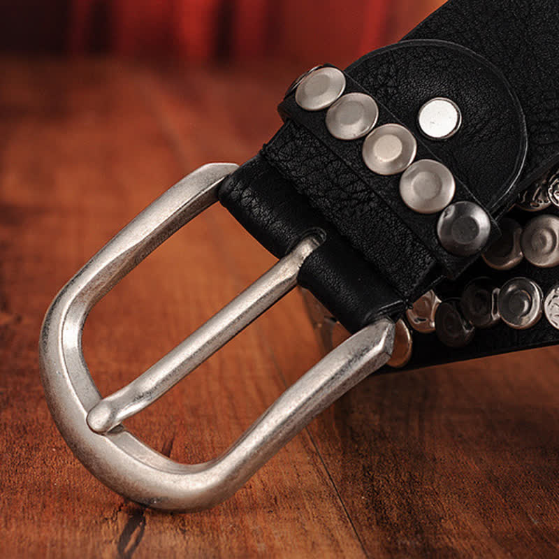 Women's Stylish Metal Plate Studded Leather Belt - Image 4