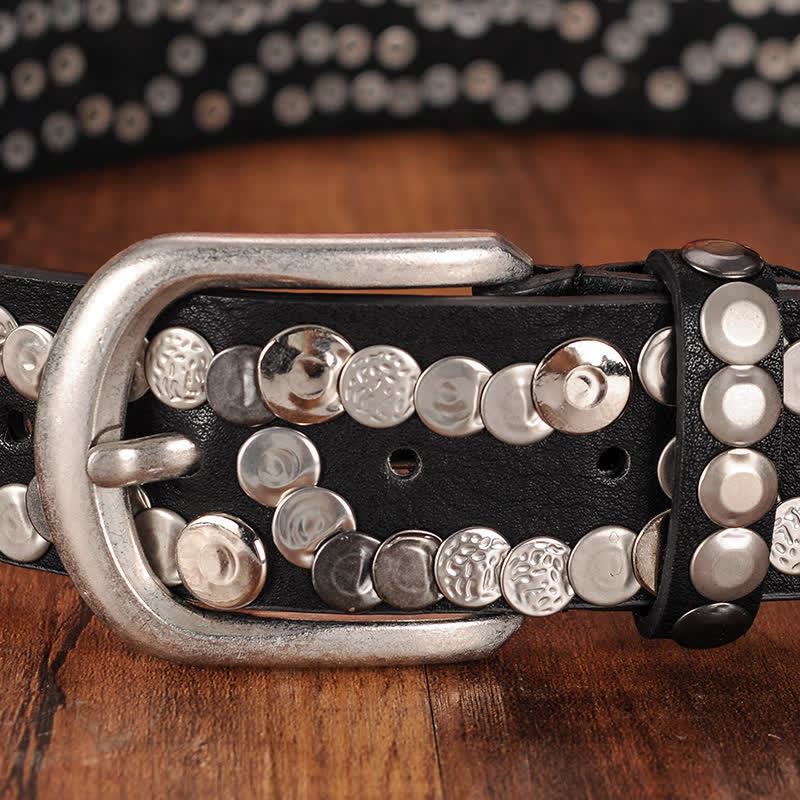 Women's Stylish Metal Plate Studded Leather Belt - Image 5