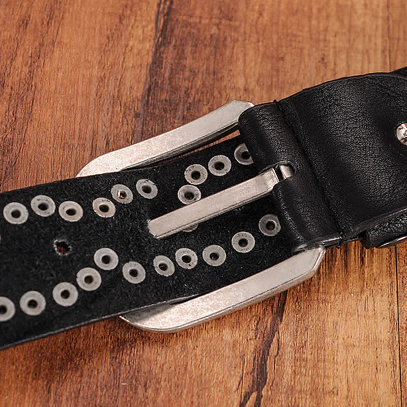 Women's Stylish Metal Plate Studded Leather Belt - Image 6