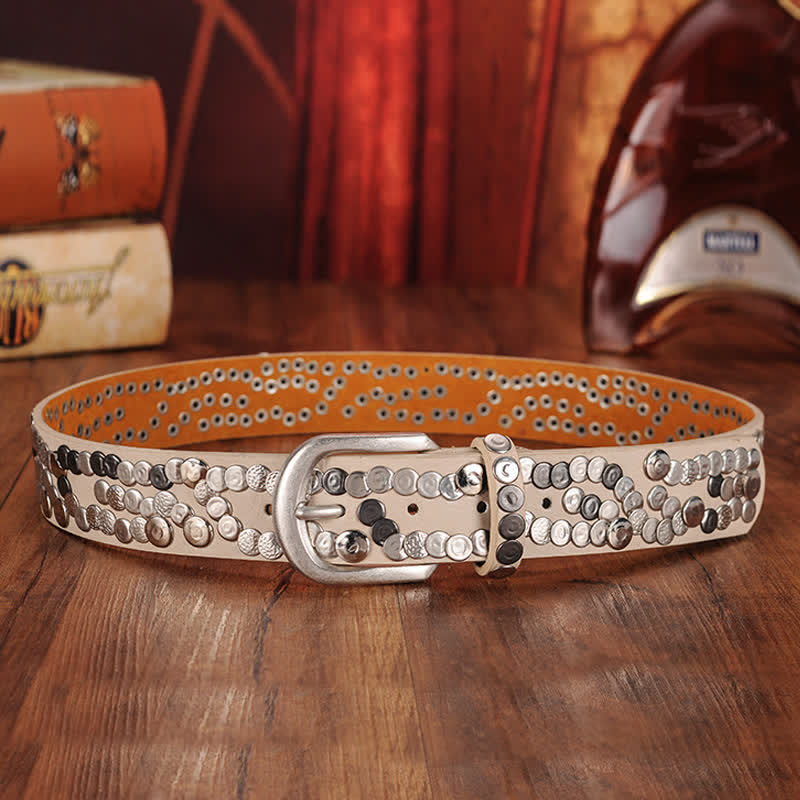 Women's Stylish Metal Plate Studded Leather Belt - Image 7