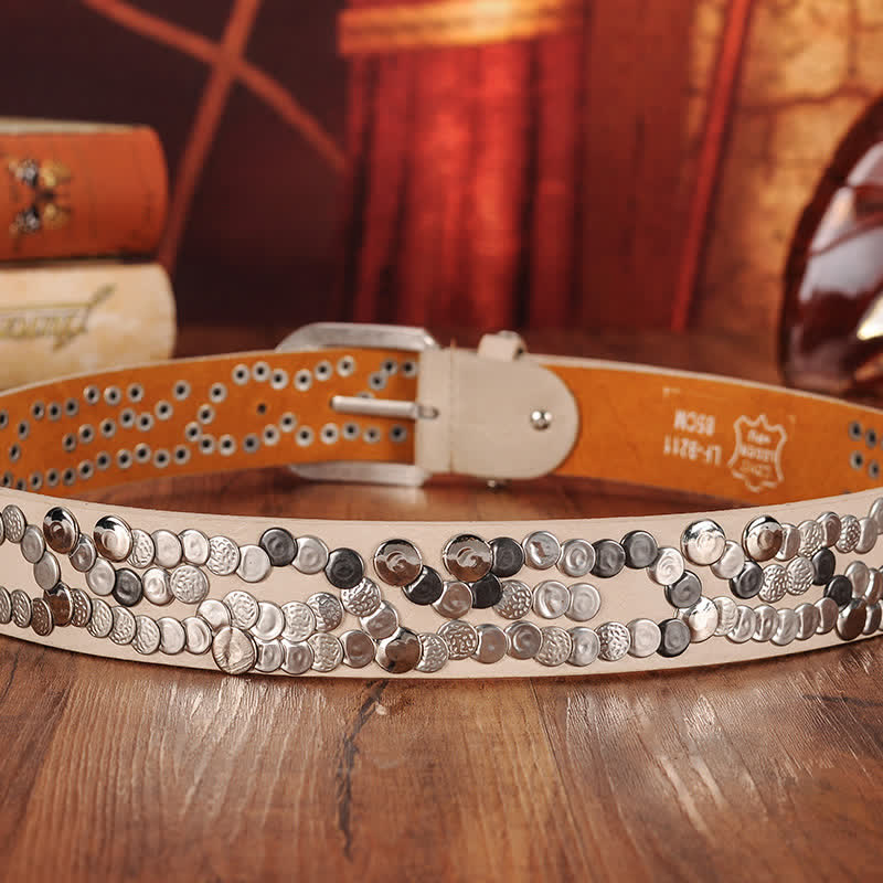 Women's Stylish Metal Plate Studded Leather Belt - Image 8