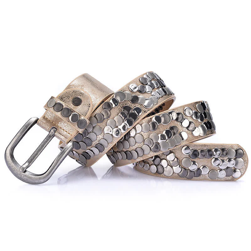 Women's Stylish Metal Plate Studded Leather Belt - Image 9
