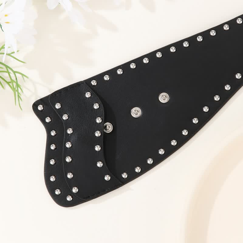 Women's Stylish Rivet Botton Buckle Leather Corset Belt - Image 6