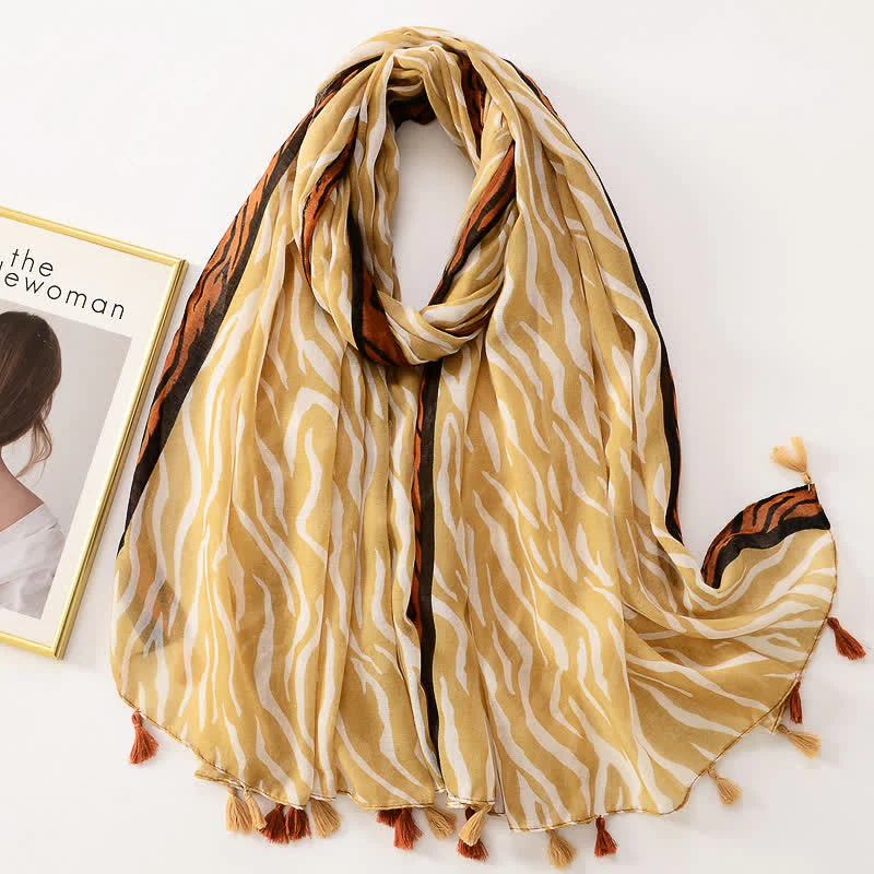 Women's Thin Lovely Butterfly Floral Tassel Scarf - Image 22