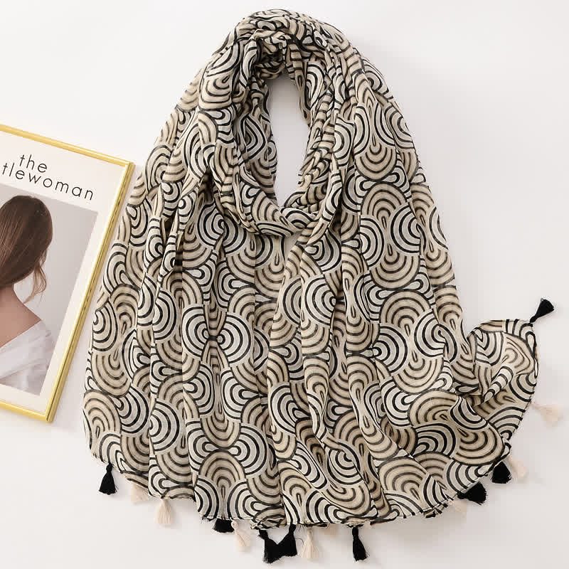 Women's Thin Lovely Butterfly Floral Tassel Scarf - Image 27