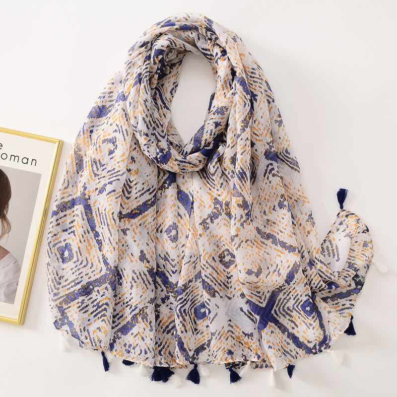 Women's Thin Lovely Butterfly Floral Tassel Scarf - Image 34