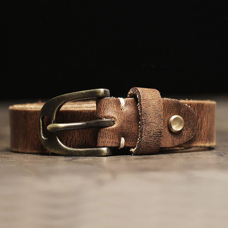 Women's Thin Strap Skinny Cowhide Leather Belt - Image 3