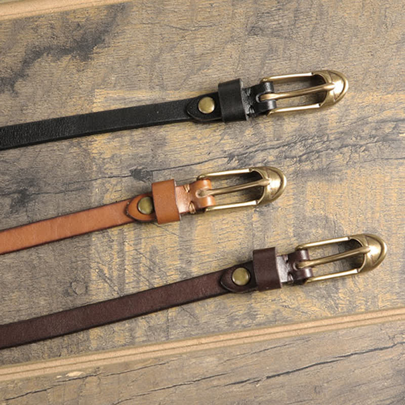 Women's Thin Strap Skinny Cowhide Leather Belt - Image 2