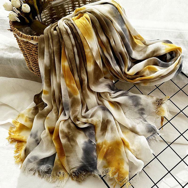 Women's Tie Dye Art Printed Lightweight Shawl Thin Scarf - Image 9