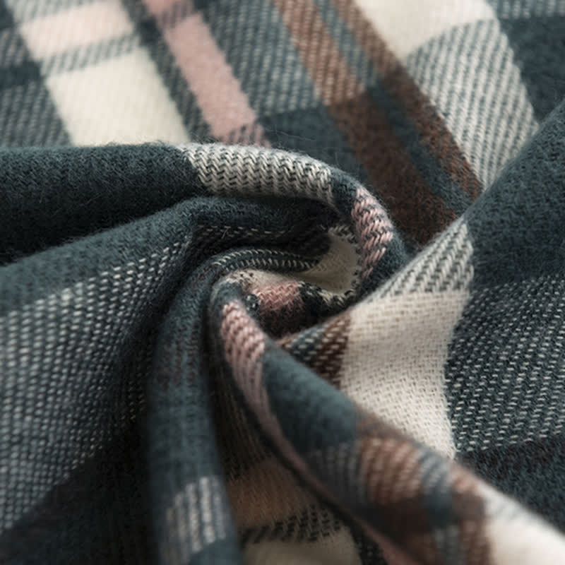 Women's Versatile British Checked Fringe Scarf - Image 8