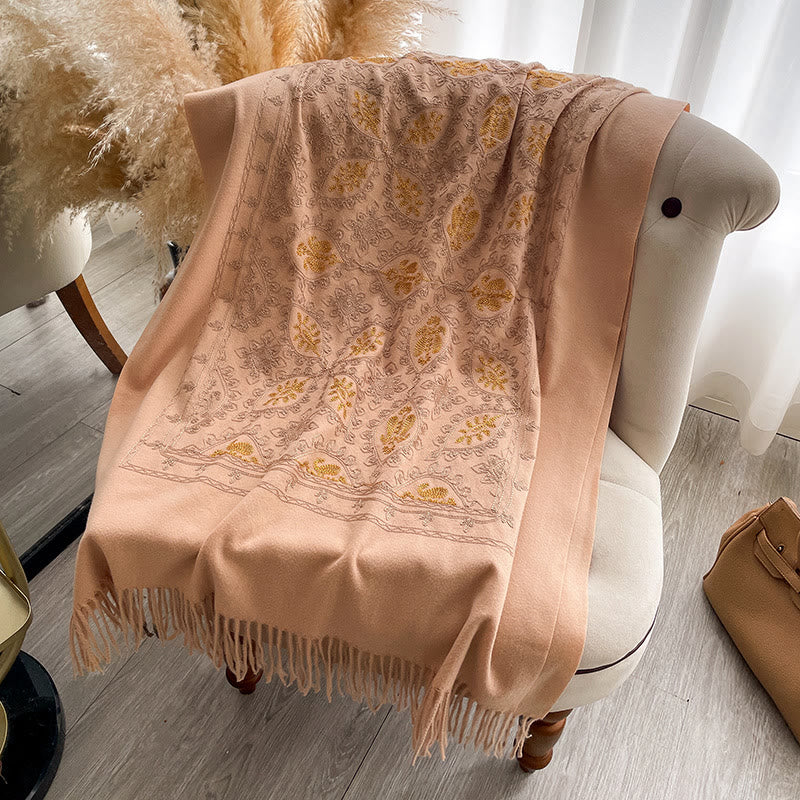 Women's Vintage Floral Pattern Fringed Shawl Scarf - Image 12