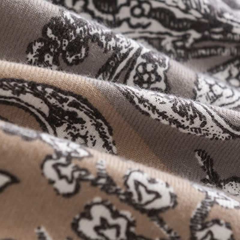 Women's Vintage National Style Gray Printing Scarf - Image 7