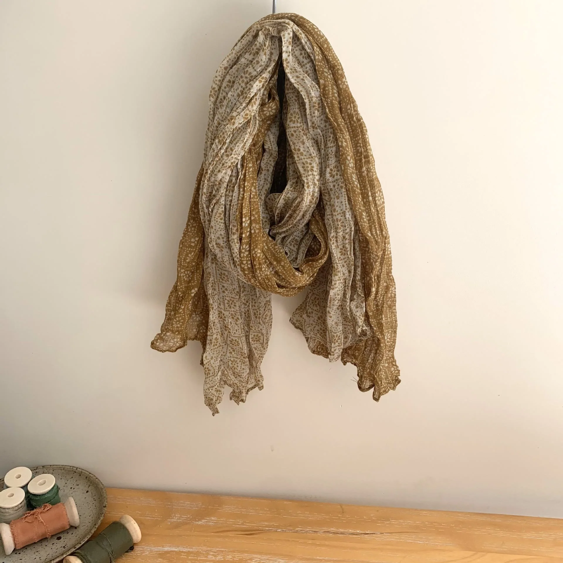 Women's Vintage Pleated Floral Thin Soft Scarf - Image 36