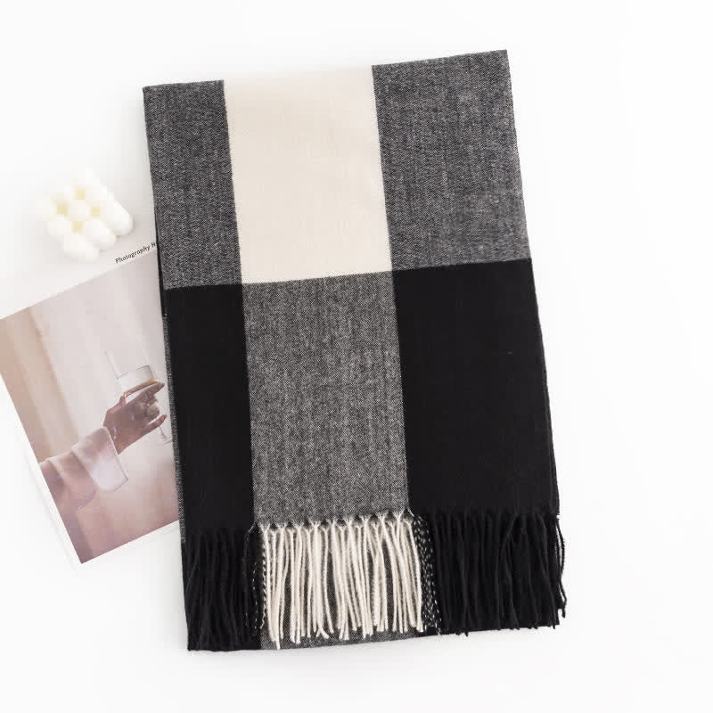 Women's Warmth Shawl Plaid Tassel Scarf - Image 14