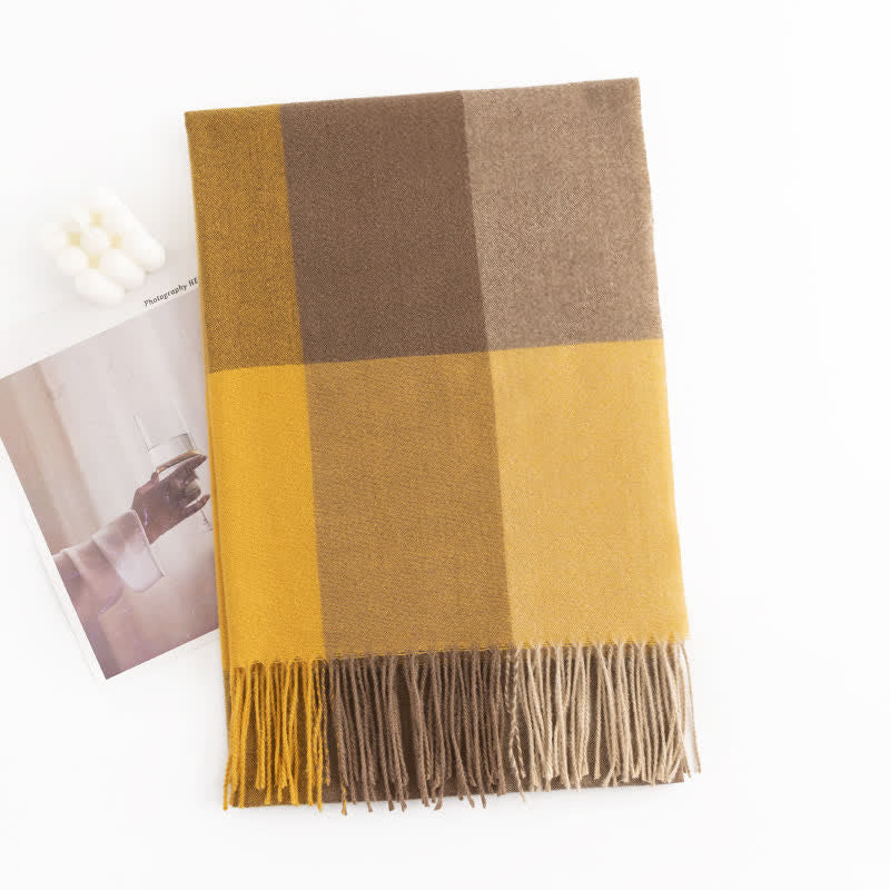 Women's Warmth Shawl Plaid Tassel Scarf - Image 3