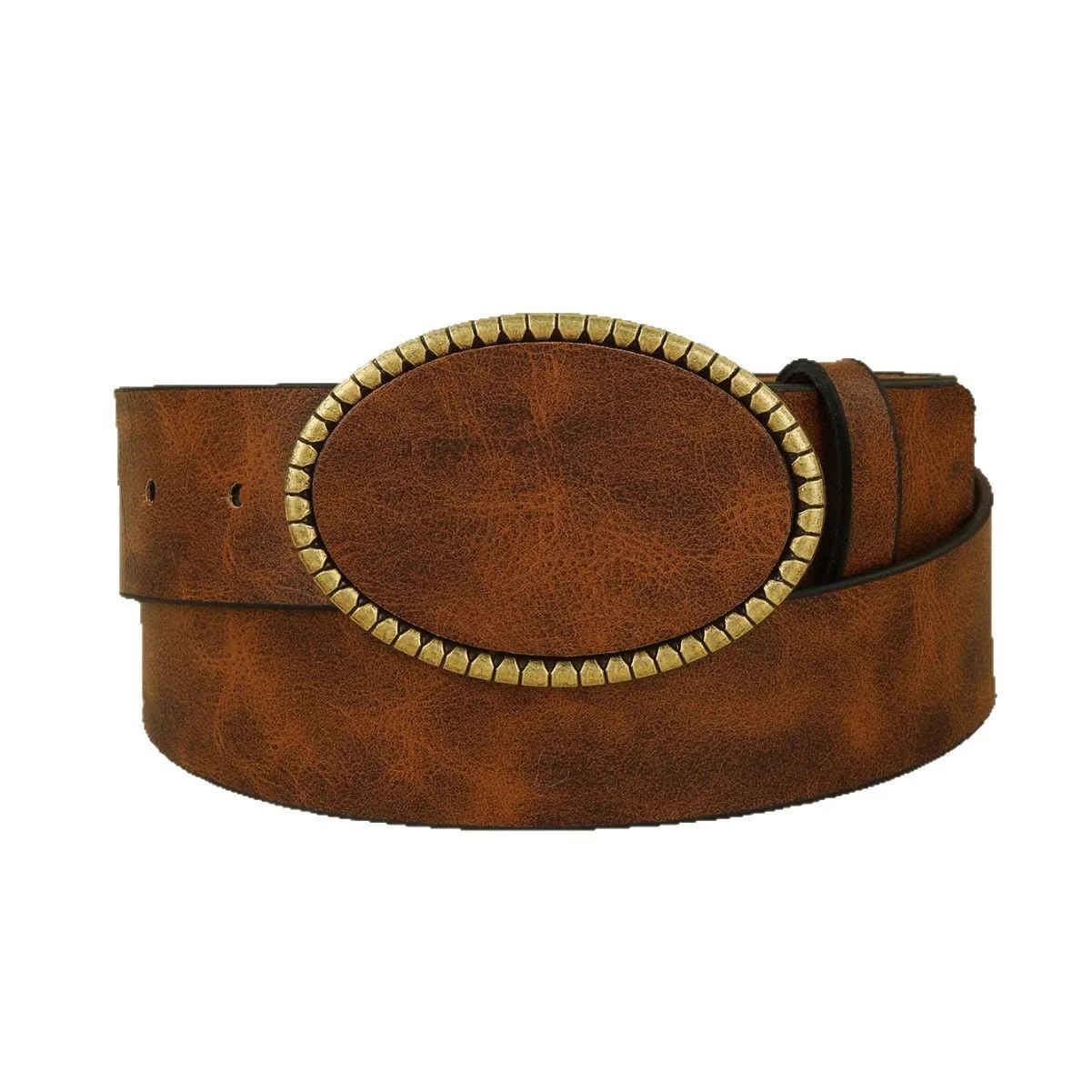 Women's Western Style Leopard Pattern Leather Belt - Image 5
