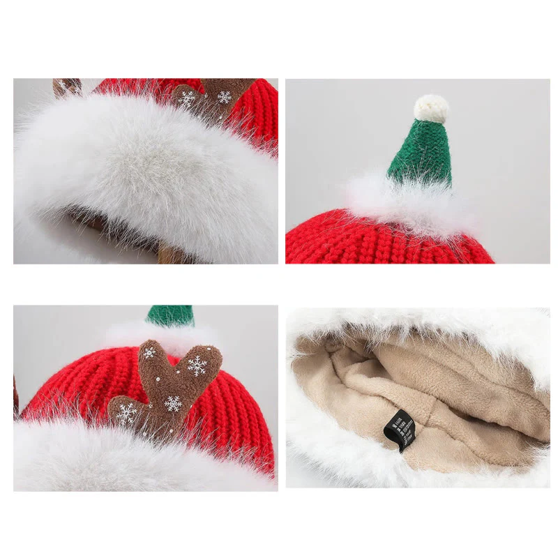 Women's Winter Christmas Antlers Keep Warm Plush Hat - Image 4