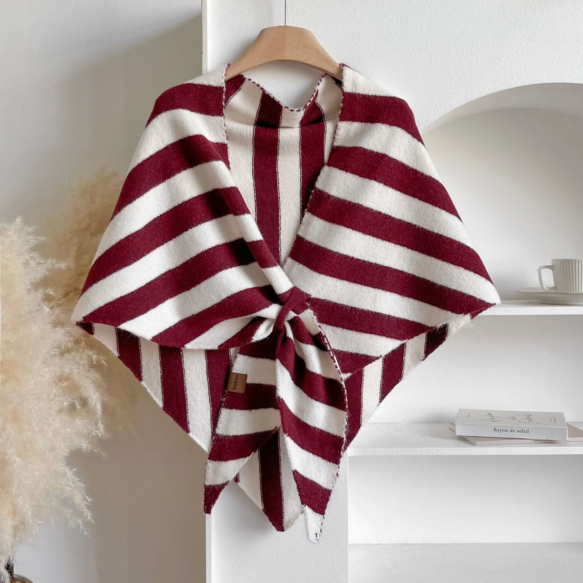 Women's Winter Keep Warm Stripe Triangle Shawl Scarf - Image 4