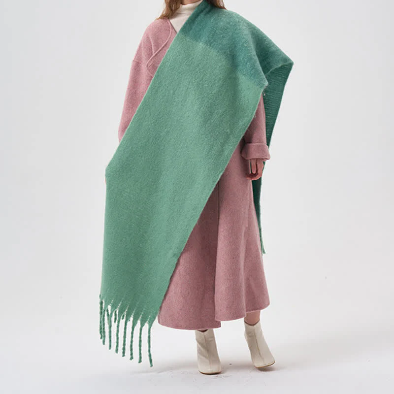 Women's Winter Simple Two-Tone Fringe Scarf - Image 5