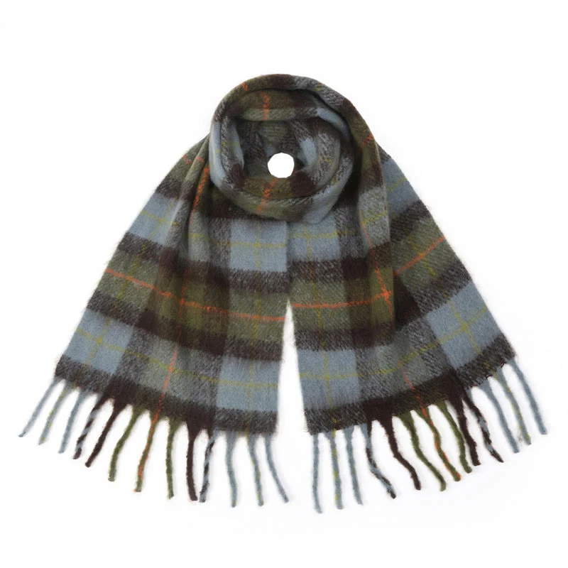 Women's Winter Thick Warm Plaid Tassels Shawl Scarf
