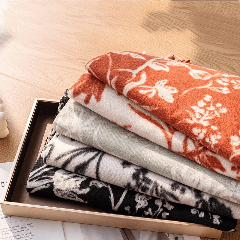 Women's Winter Warm Flower Printed Shawl Scarf - Image 2