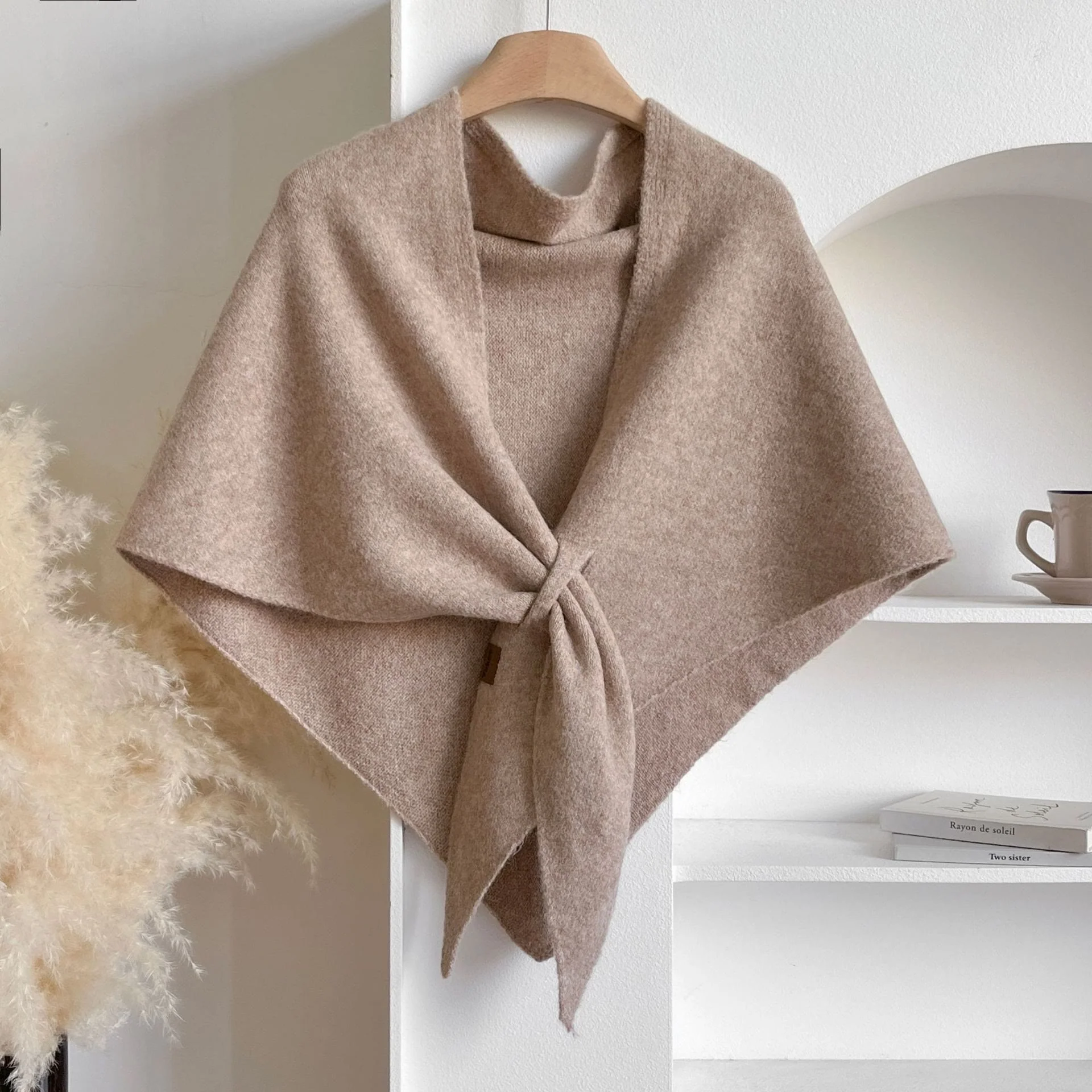 Women's Winter Warm Solid Color Triangle Shawl Scarf