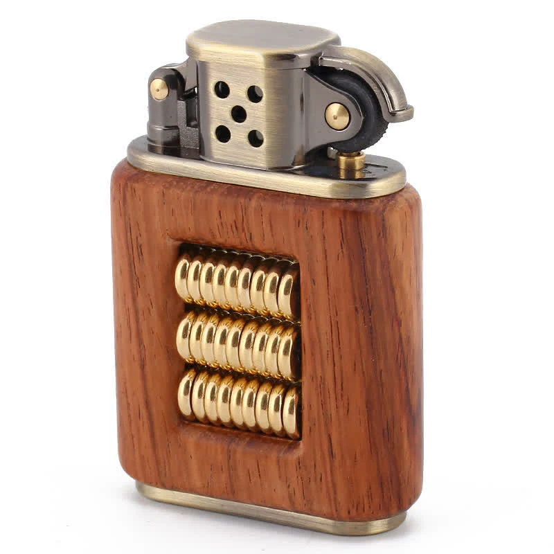 Wooden Body Decorative Metal Ring Kerosene Lighter - Image 11