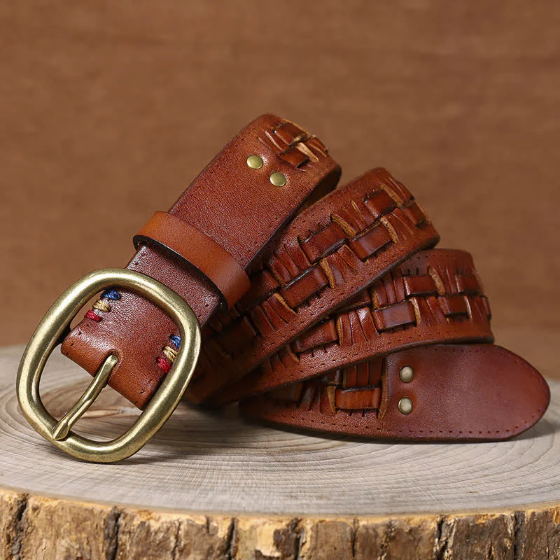 Woven Retro Trend Braided Jeans Leather Belt - Image 14
