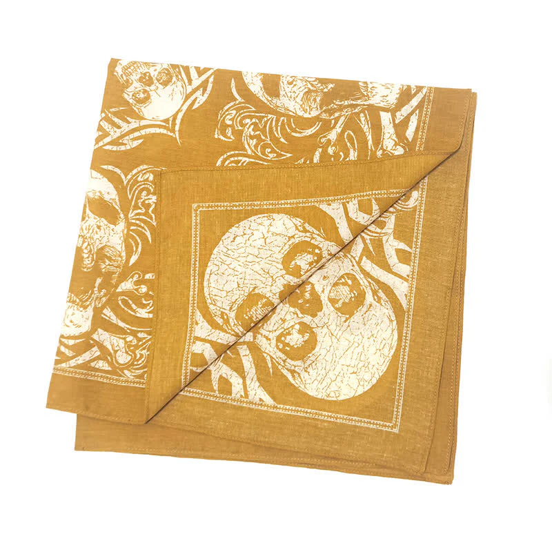 Yellow & White Pirate Skeleton Skull Print Square Scarf - Image 7